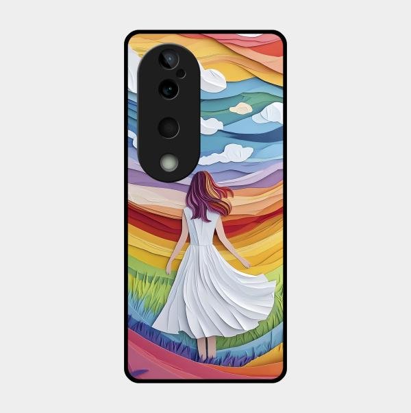 Rainbow Girl Glass Case Cover For Vivo T3 Ultra