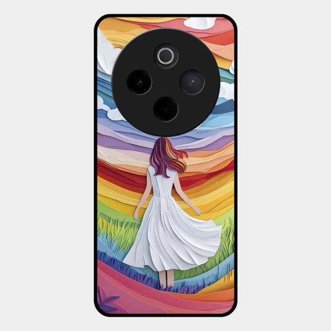 Rainbow Girl Glass Case Cover For Vivo T4 5G