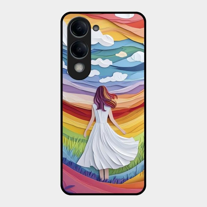 Rainbow Girl Glass Case Cover For Vivo T4 Lite 5G