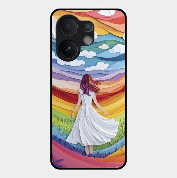 Rainbow Girl Glass Case Cover For Vivo T4 Pro 5G