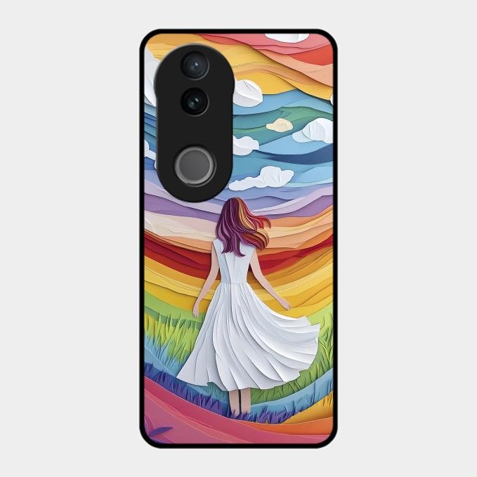 Rainbow Girl Glass Case Cover For Vivo T4R 5G