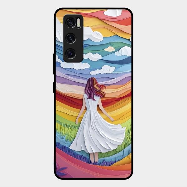 Rainbow Girl Glass Case Cover For Vivo V20 Se