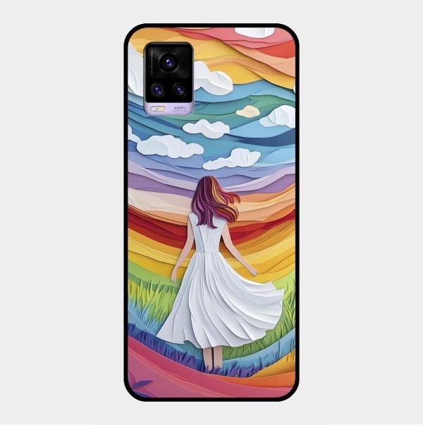 Rainbow Girl Glass Case Cover For Vivo V20