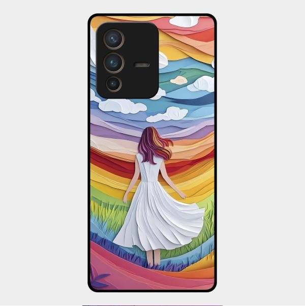 Rainbow Girl Glass Case Cover For Vivo V23 Pro 5G