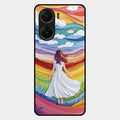 Rainbow Girl Glass Case Cover For Vivo V29E 5G