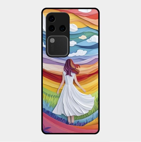 Rainbow Girl Glass Case Cover For Vivo V30 Pro 5G