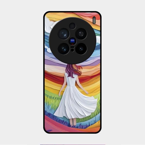 Rainbow Girl Glass Case Cover For Vivo X200 Pro 5G