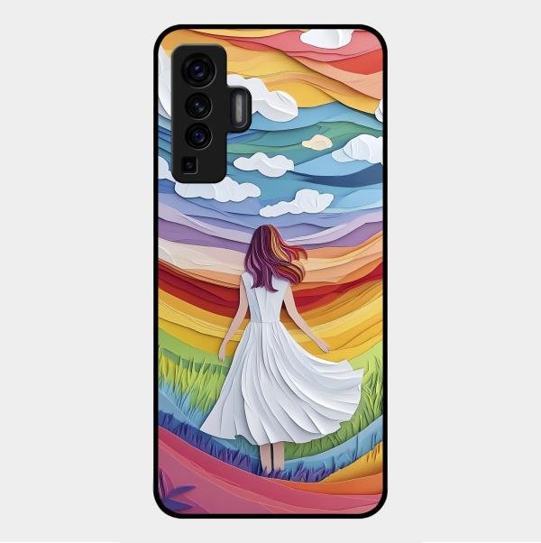 Rainbow Girl Glass Case Cover For Vivo X50 5G