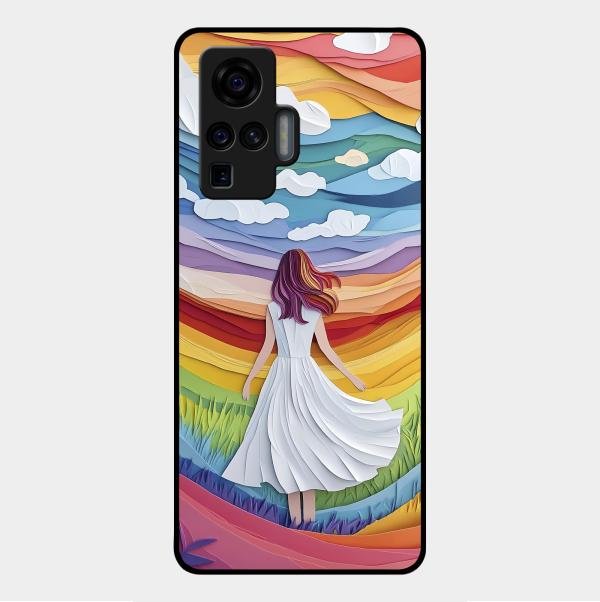 Rainbow Girl Glass Case Cover For Vivo X50 Pro 5G