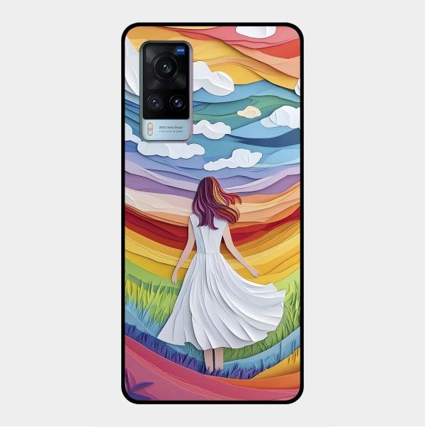 Rainbow Girl Glass Case Cover For Vivo X60 5G