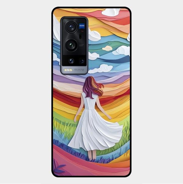 Rainbow Girl Glass Case Cover For Vivo X60 Pro Plus 5G