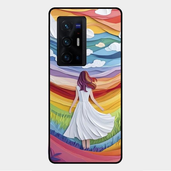 Rainbow Girl Glass Case Cover For Vivo X70 Pro Plus 5G