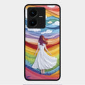 Rainbow Girl Glass Case Cover For Vivo Y22
