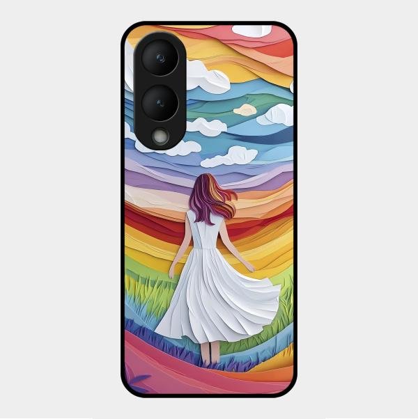 Rainbow Girl Glass Case Cover For Vivo Y28 5G