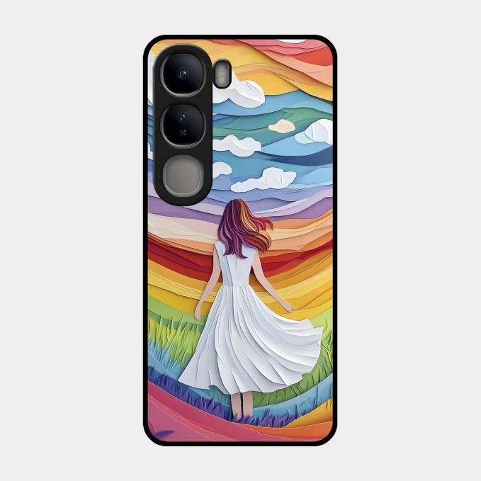 Rainbow Girl Glass Case Cover For Vivo Y300 5G