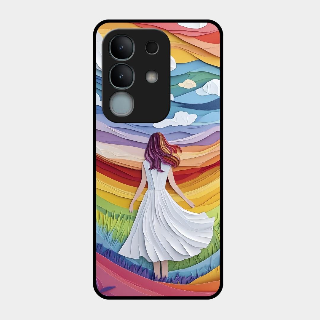 Rainbow Girl Glass Case Cover For Vivo Y31 Pro 5G