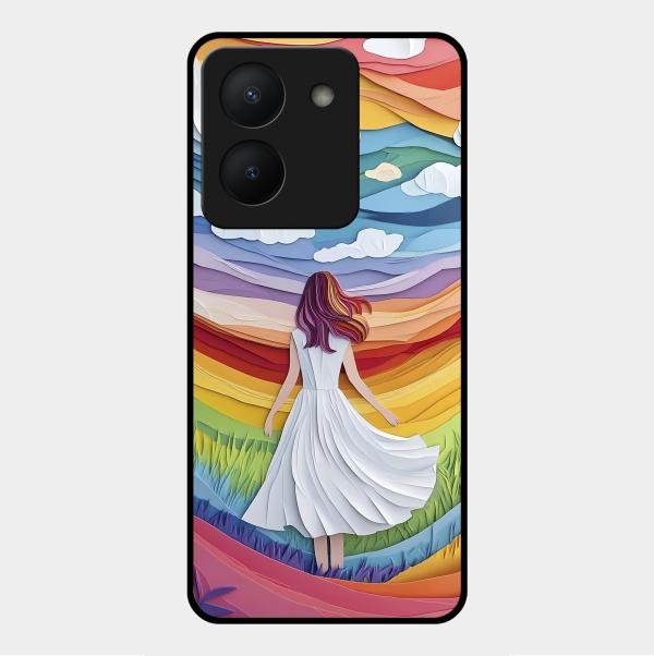 Rainbow Girl Glass Case Cover For Vivo Y36