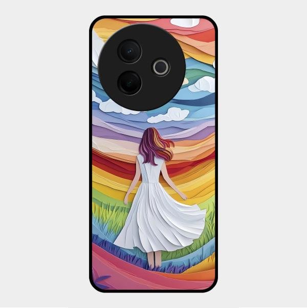 Rainbow Girl Glass Case Cover For Vivo Y39 5G