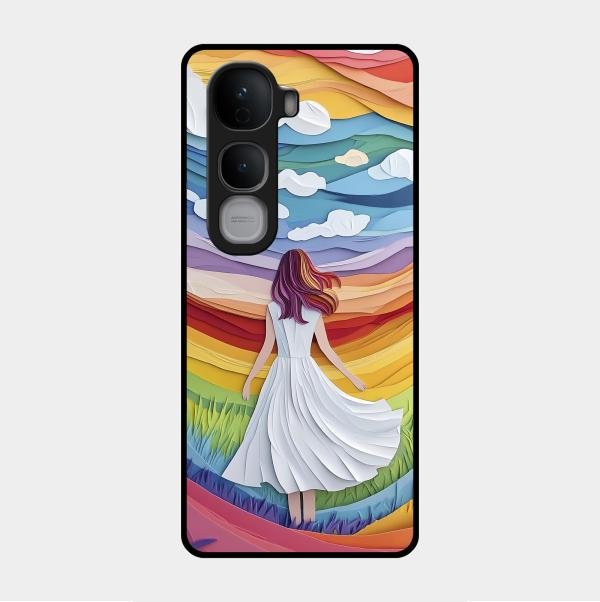Rainbow Girl Glass Case Cover For Vivo Y400 Pro 5G