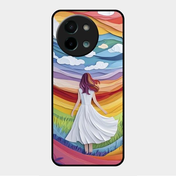 Rainbow Girl Glass Case Cover For Vivo Y58 5G