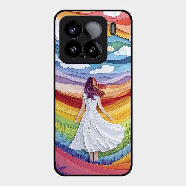 Rainbow Girl Glass Case Cover For Xiaomi 15 5G