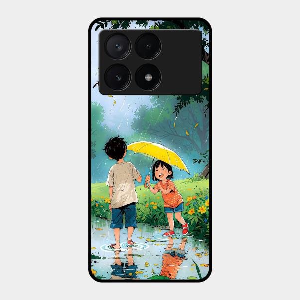 Raindrop Moments Glass Case Cover For Poco X6 Pro 5G