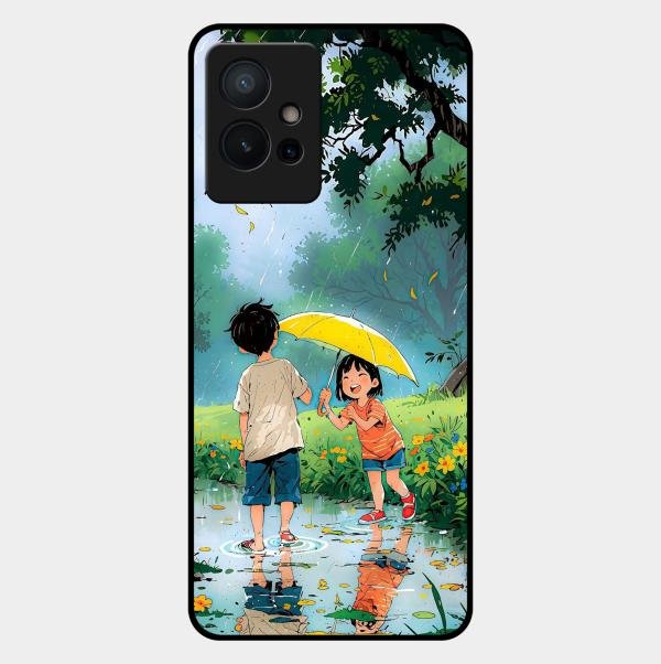 Raindrop Moments Glass Case Cover For Vivo T1 5G
