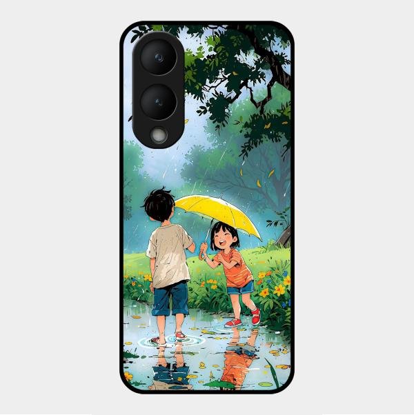 Raindrop Moments Glass Case Cover For Vivo Y28 5G