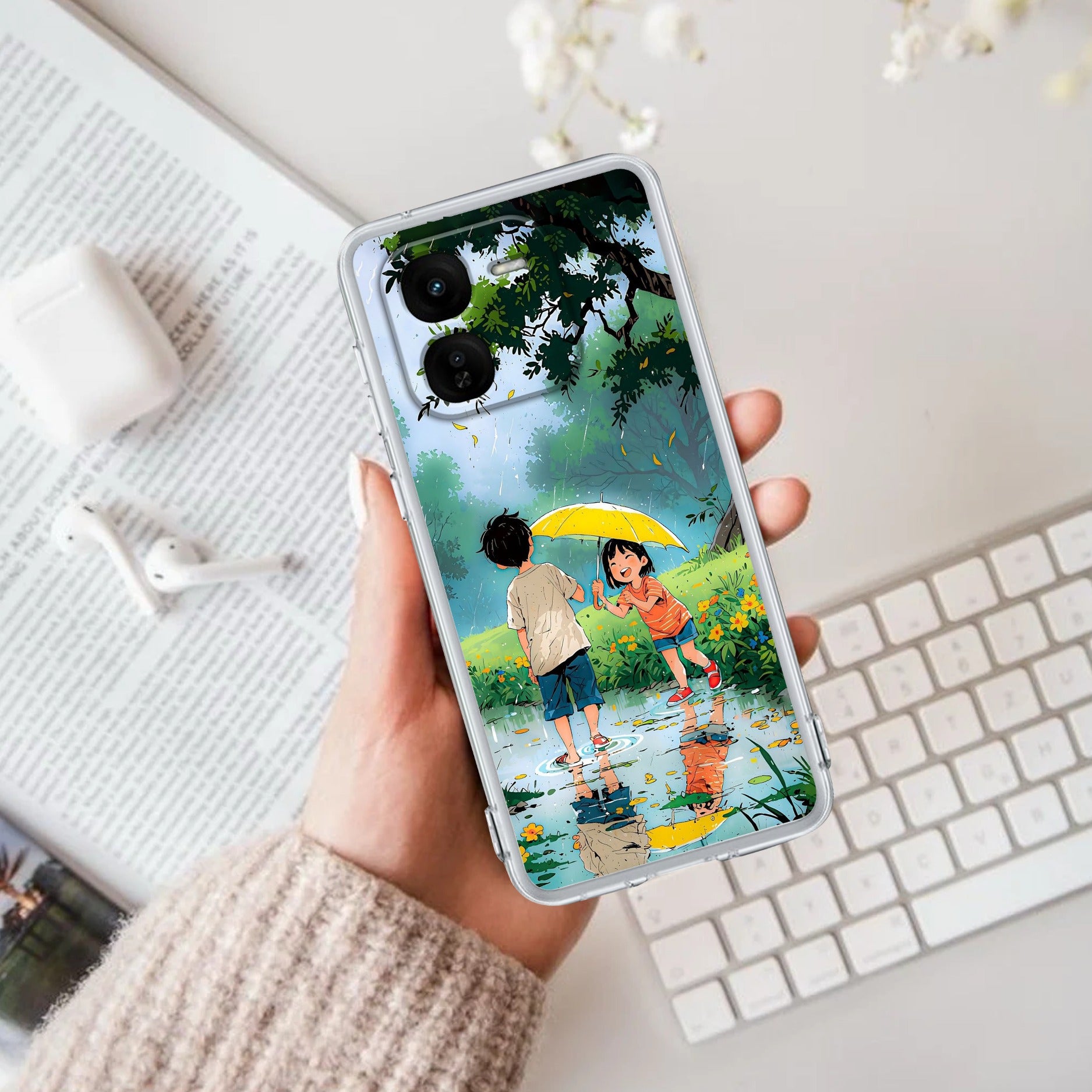 Raindrop Moments Transparent Silicon Case For iQOO Z9x 5G