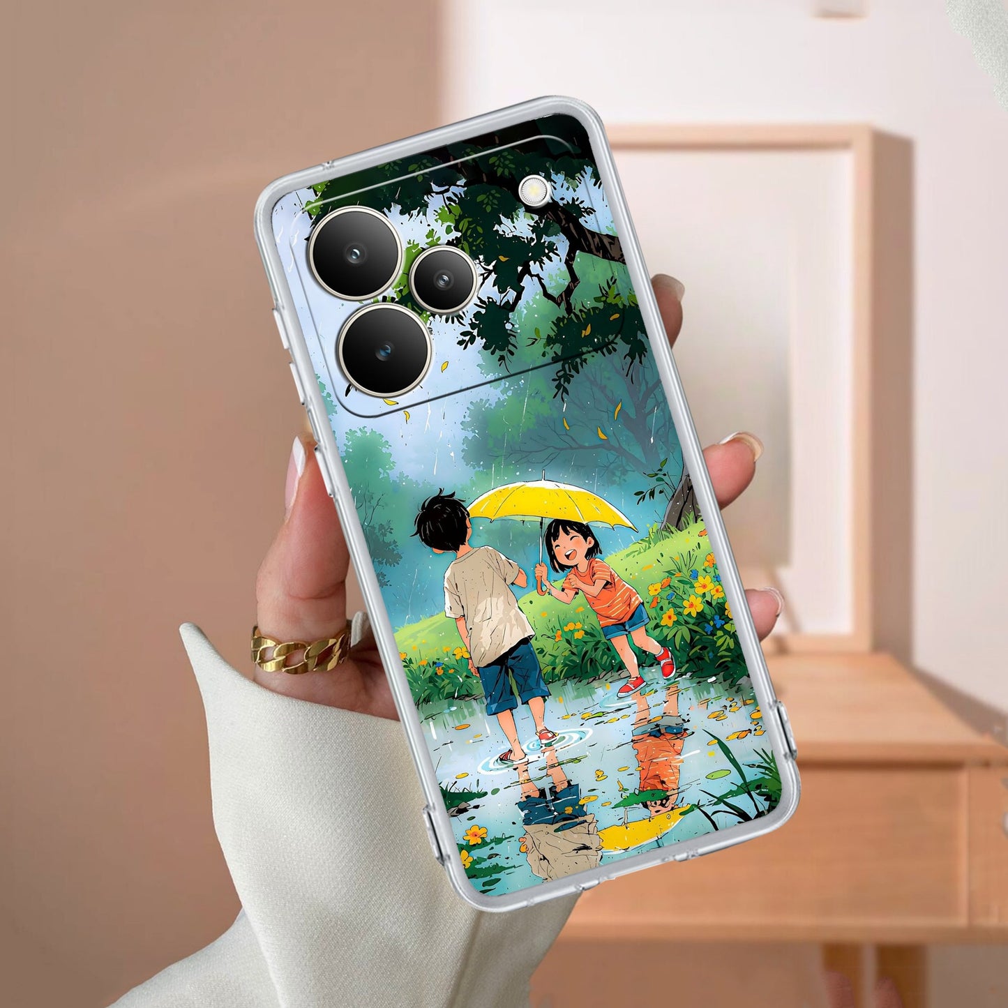 Raindrop Moments Transparent Silicon Case For Realme/Narzo