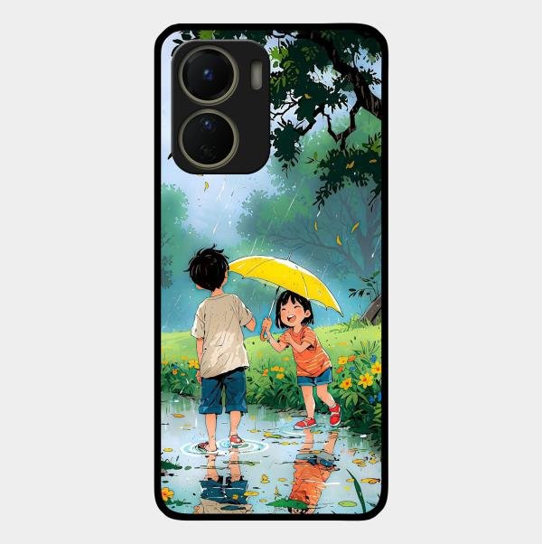 Raindrop Momentss Glossy Metal Case Cover For Vivo T2X 5G