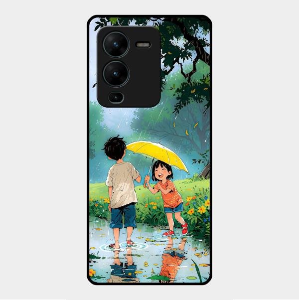 Raindrop Momentss Glossy Metal Case Cover For Vivo V25 Pro 5G