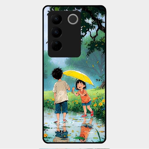 Raindrop Momentss Glossy Metal Case Cover For Vivo V27 Pro 5G