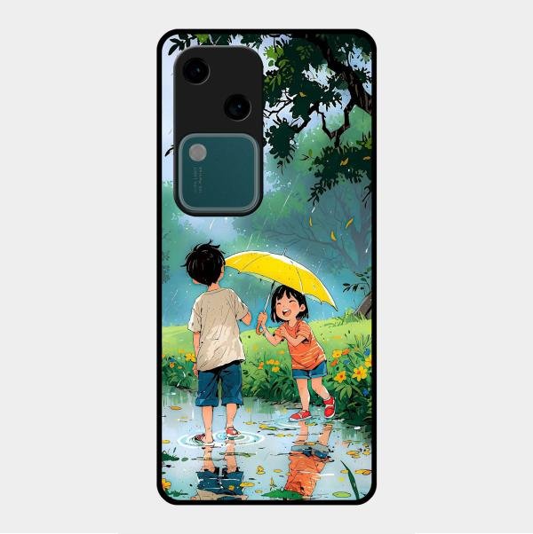 Raindrop Momentss Glossy Metal Case Cover For Vivo V30 5G