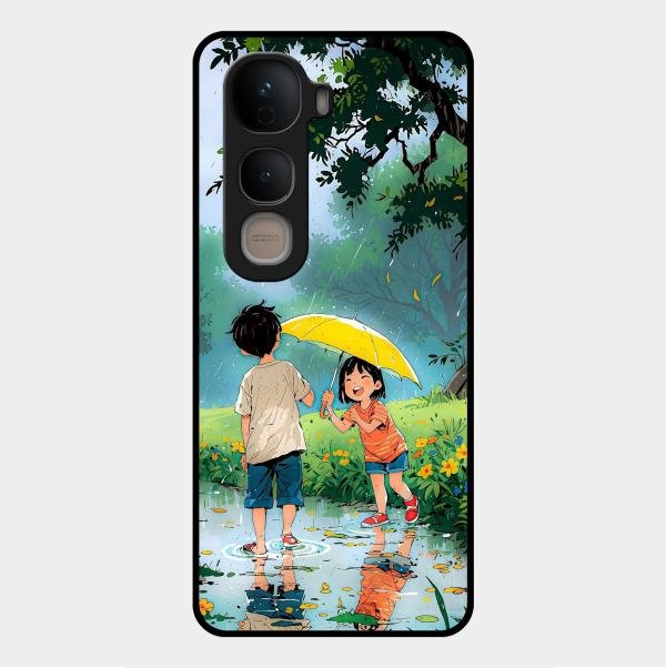 Raindrop Momentss Glossy Metal Case Cover For Vivo Y400 5G