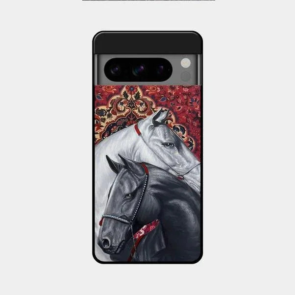 Regal Stallion Tapestry Glass Case For Google
