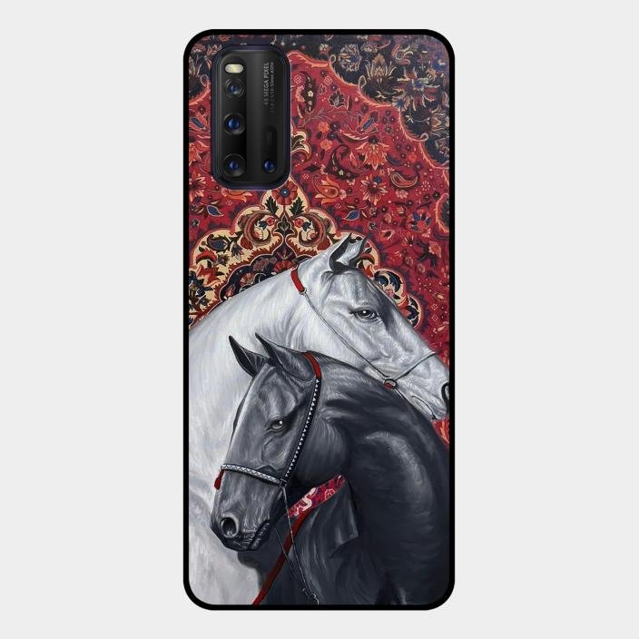 Regal Stallion Tapestry Glass Case For iQOO