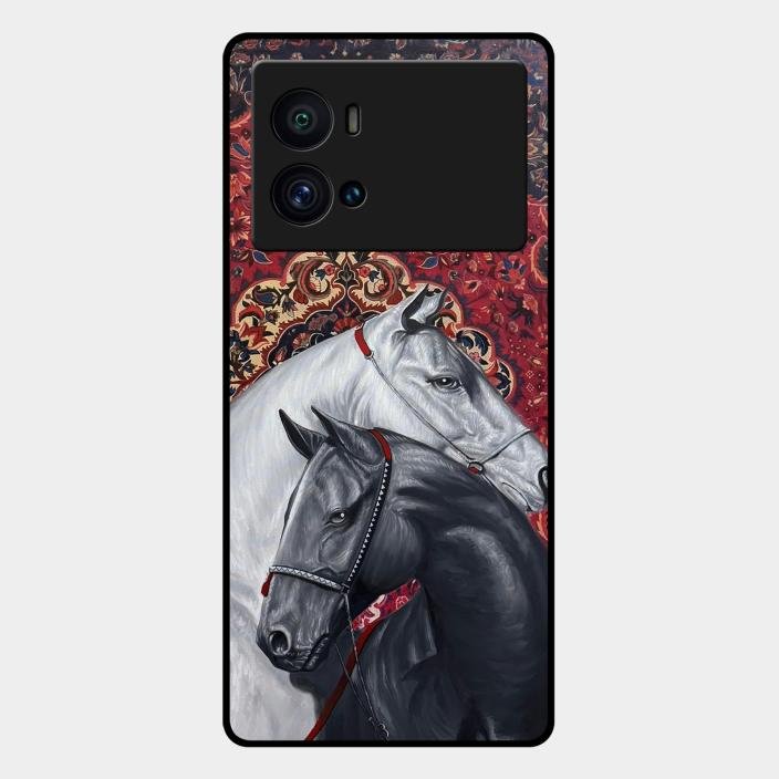 Regal Stallion Tapestry Glass Case For iQOO
