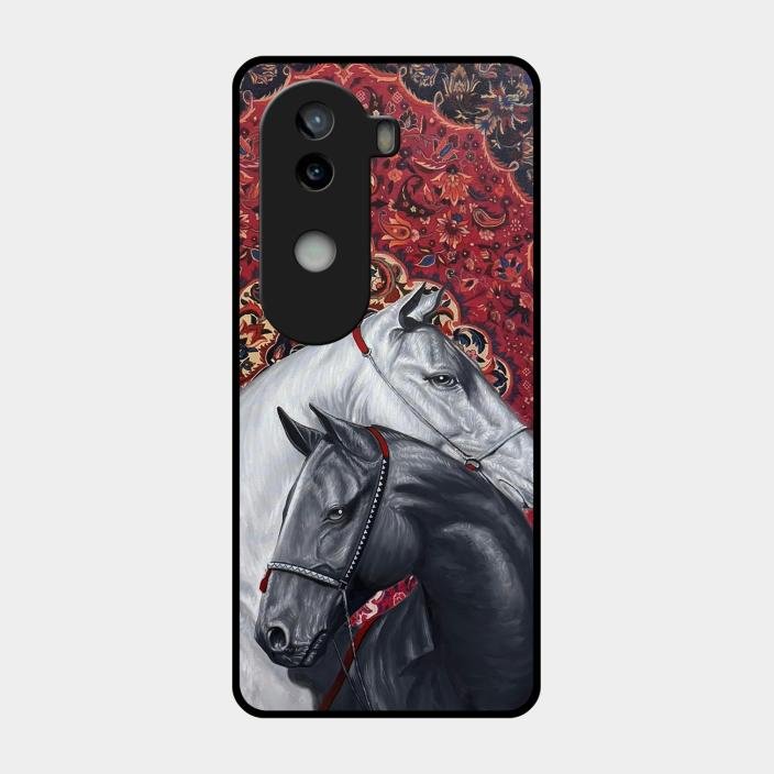 Regal Stallion Tapestry Glass Case For iQOO