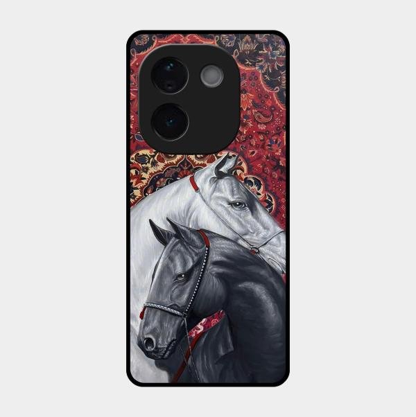 Regal Stallion Tapestry Glass Case For iQOO