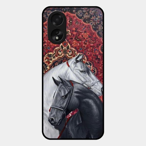Regal Stallion Tapestry Glass Case For Oppo