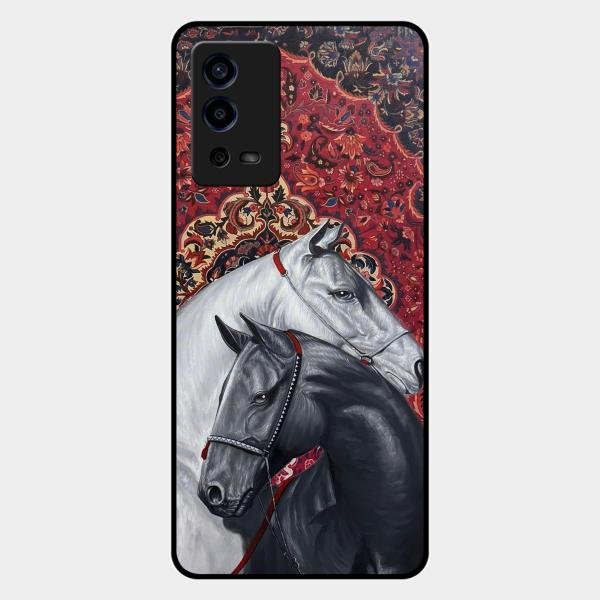 Regal Stallion Tapestry Glass Case For Oppo