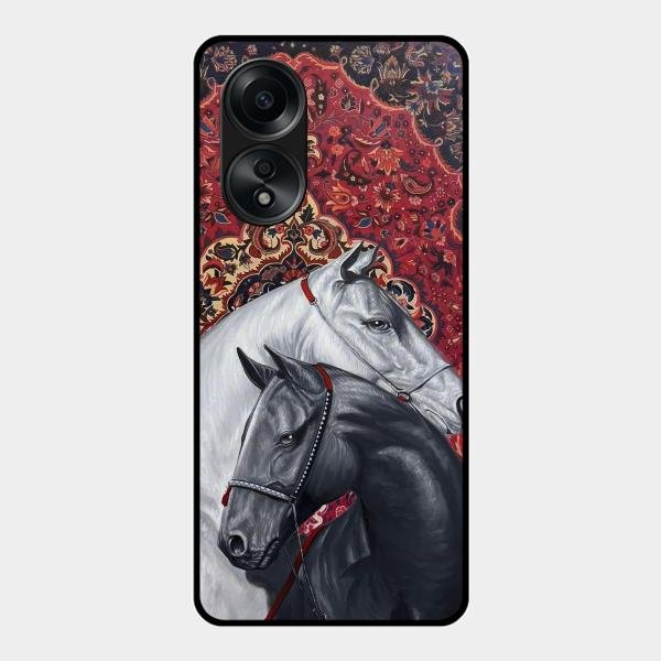 Regal Stallion Tapestry Glass Case For Oppo