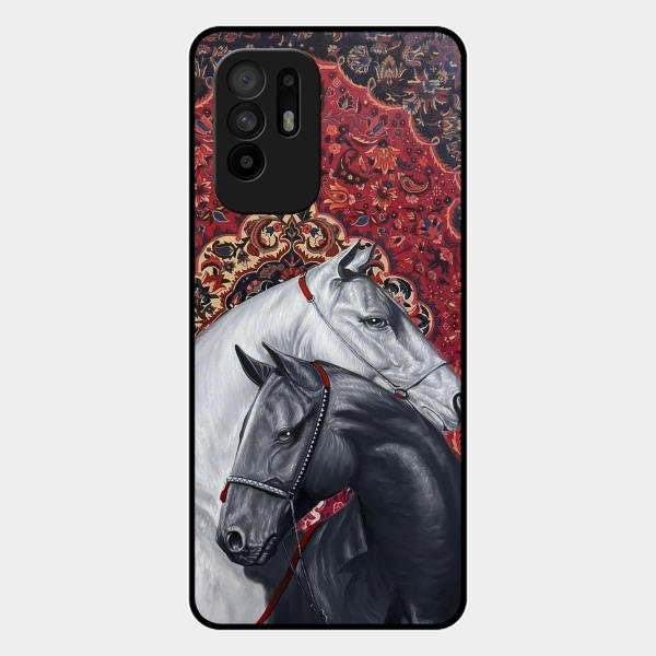 Regal Stallion Tapestry Glass Case For Oppo