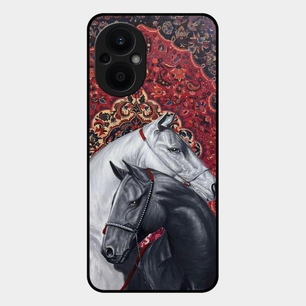 Regal Stallion Tapestry Glass Case For Oppo