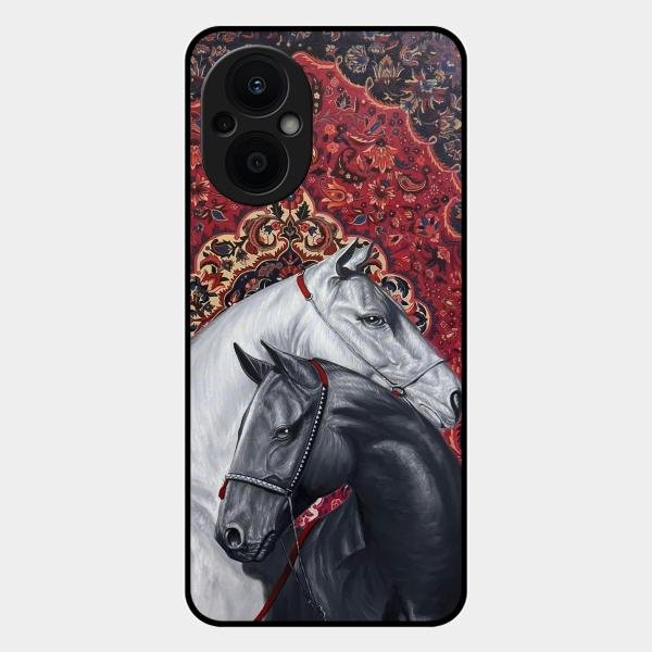 Regal Stallion Tapestry Glass Case For Oppo