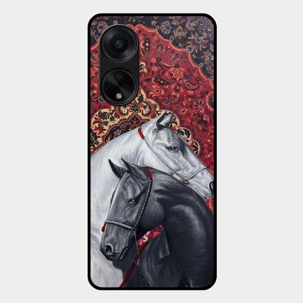 Regal Stallion Tapestry Glass Case For Oppo