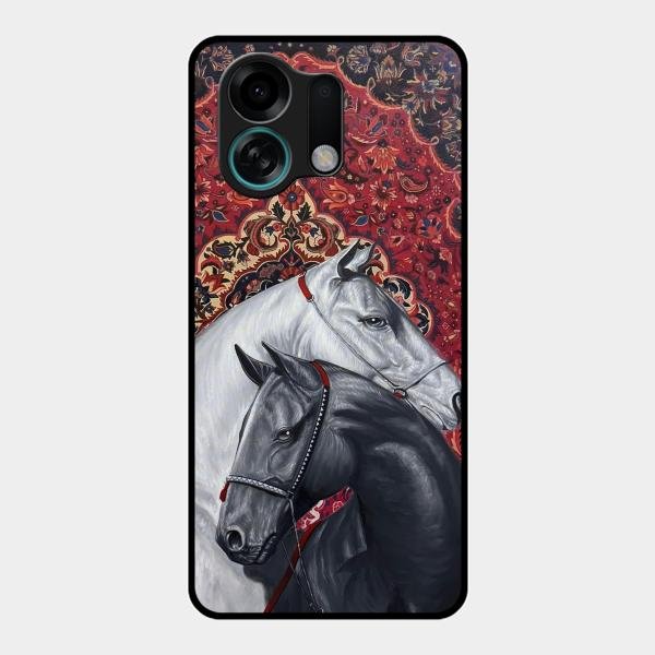 Regal Stallion Tapestry Glass Case For Oppo