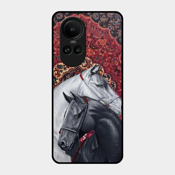 Regal Stallion Tapestry Glass Case For Oppo