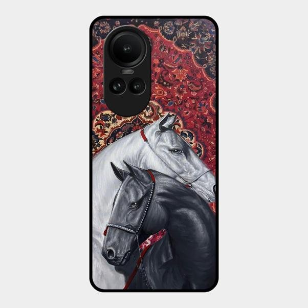 Regal Stallion Tapestry Glass Case For Oppo